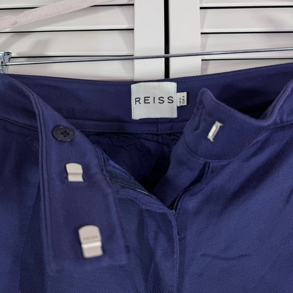 Reiss Wide Leg Cropped Trouser Pants Blue Size 4 - Picture 3 of 10